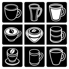 Abstract Love-Themed Coffee Cup Art with Curved Lines and Simple Elegance