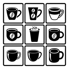 Obraz premium Abstract Love-Themed Coffee Cup Art with Curved Lines and Simple Elegance