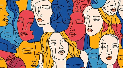 Faces in colorful lines.