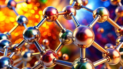3D Metallic Histamine Molecule Food Photography:  Microscopic Culinary Art,  Science Meets Gastronomy,  High-Resolution Image