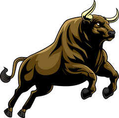 Running Buffalo Vintage Cartoon Vector Illustration for poster, flyer, social media, web pages, print media, greeting card, invitation, banner, t-shirt design