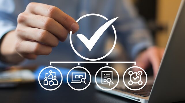 Businessman Checking Online Contract Documents, Approvals, Agreements, Warranty, Terms