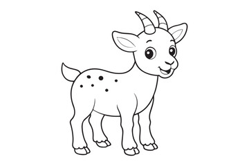 Goat line art vector illustration, Goat silhouette vector 
