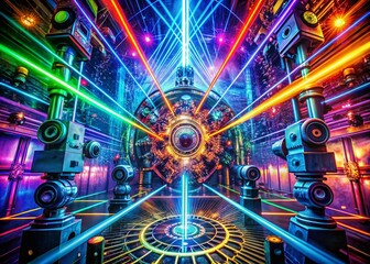 Surreal Laser Head Photography: Futuristic Cyberpunk, Sci-Fi,  Abstract Art,  Digital Painting,  Glowing Neon,  Geometric Shapes,  Close-up, Detailed