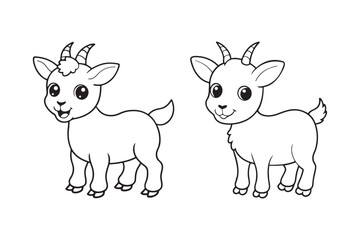 Goat line art vector illustration, Goat silhouette vector 