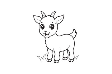 Goat line art vector illustration, Goat silhouette vector 