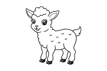 Goat line art vector illustration, Goat silhouette vector 