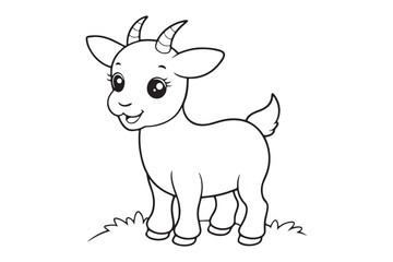 Goat line art vector illustration, Goat silhouette vector 