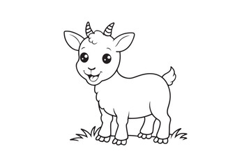 Goat line art vector illustration, Goat silhouette vector 