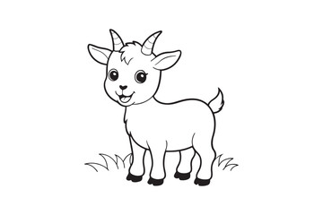 Goat line art vector illustration, Goat silhouette vector 