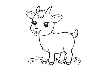 Goat line art vector illustration, Goat silhouette vector 