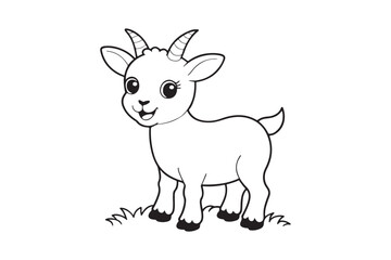 Goat line art vector illustration, Goat silhouette vector 