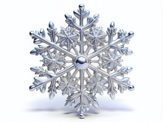 3D Snowflake PNG, White Festive Glass Render, Holiday Celebration, Winter Design Element