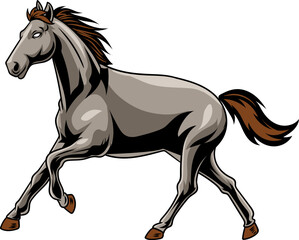 Running Horse Vintage Cartoon Vector Illustration for poster, flyer, social media, web pages, print media, greeting card, invitation, banner, t-shirt design