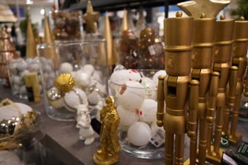 christmas toys and decorations in the store