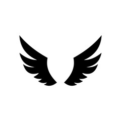 Fototapeta premium Simple wings icon logo. Silhouette Angel wings vector icon logo