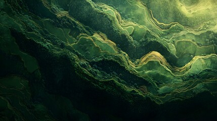 Aerial shot of terraced rice fields in Sapa, with green and gold layers cascading down the hillsides