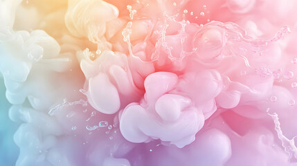Obraz premium Pastel Ink Swirls, Abstract Background of Dreamy, Colorful Fluid Art in Soft Hues