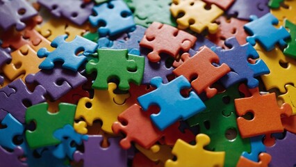 Colorful puzzle pieces fitting together to form a complete whole, representing segmentation, categorization, and organization of complex data, ideas, or concepts into manageable .