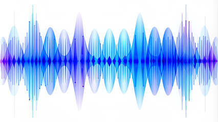 Naklejka premium Abstract motion sound wave equalizer colorful gradient purple blue isolated on white background. concept of technology, digital, communication, science, music