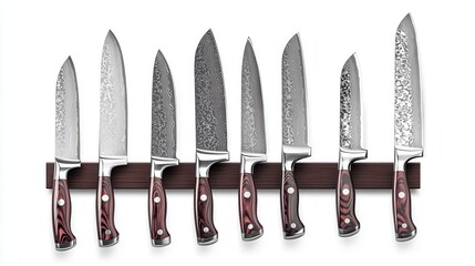 High-Quality Kitchen Knives on Wooden Rack