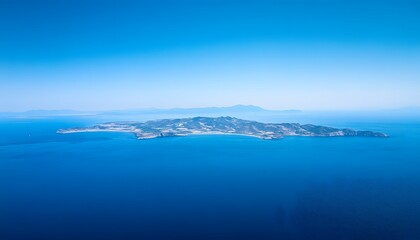 Aerial shot of the Seto Inland Sea with its scattered islands and serene blue waters under a clear sky, in 4K resolution
