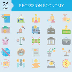 Recession economy icon colored, this image explains about the recession that occurred