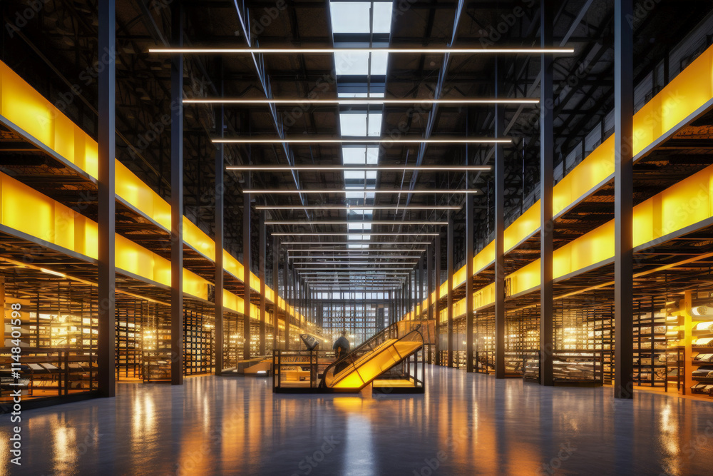 Wall mural automated warehouse 3d rendering image