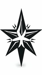 Obraz premium Geometric Starburst, Black Star Illustration with Inner Floral Design, A Bold Graphic for Branding and Decoration