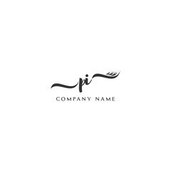 Minimalist PI Logo Design with Abstract Feather Element