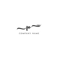 Obraz premium Minimalist PO Logo Design with Abstract Feather Element