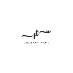 Fototapeta premium Minimalist PT Logo Design with Abstract Feather Element