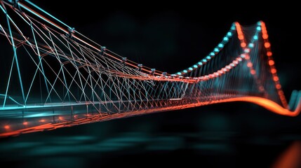 Obraz premium Futuristic Suspension Bridge: A Symphony of Light and Structure