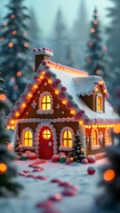 Gingerbread House in a Winter Wonderland