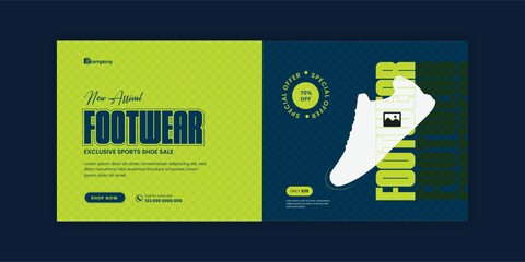 Sneakers Sale Facebook Cover Design and Exclusive Modern Sports Sneakers Promotion Social Media Cover Banner Design