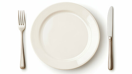 Empty Plate with Silverware, A Simple Table Setting for a Meal