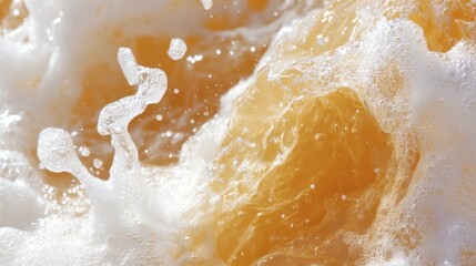 Obraz premium Dynamic orange waves ocean surface high-resolution textures coastal environment close-up view natural beauty concept