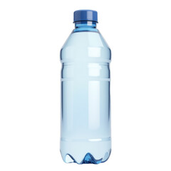 Clear plastic water bottle with blue cap