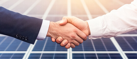 Signing renewable energy agreement for sustainable solar farm business partnership