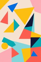 a close up of a colorful abstract painting with geometric shapes