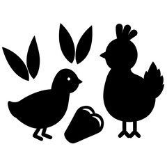Carrots, Chicks, and Chocolate Bliss vector silhouette