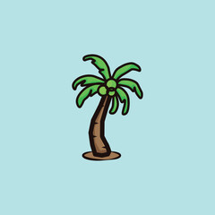 Coconut tree outline color design