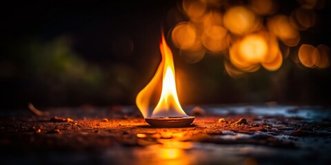 Tilt-Shift Miniature Flame: Resilience, Hope, and Power - Dark Night Photography
