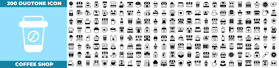 Coffee Shop Duotone Editable Icons set