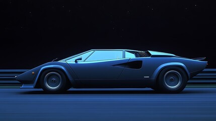 Fototapeta premium Classic car on road at night.