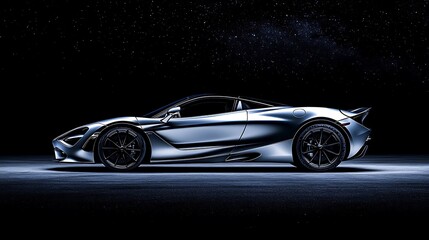 Naklejka premium Silver car side view.