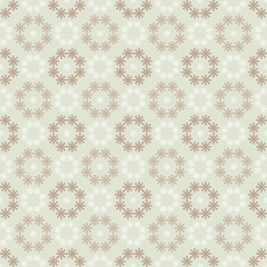 Delicate Christmas seamless vector pattern with white and orange snowflakes. Geometric seasonal texture for wrapping paper, greeting cards, invitations, gift boxes and web background.