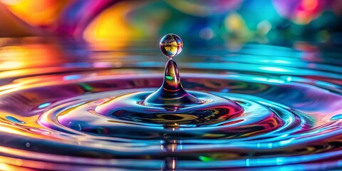 Tilt-Shift Photography: Falling Water Drop Macro Shot, High Resolution, Miniature Effect, Closeup, Water Splash, Droplet, Liquid, Nature Photography, Stunning Detail