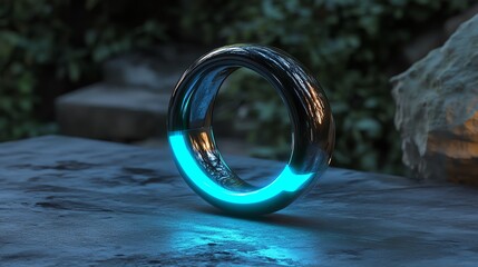 A sleek, glowing ring showcases modern design, embodying innovation and futuristic appeal, perfect for tech enthusiasts.