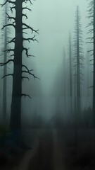 Obraz premium Misty Forest in Fog